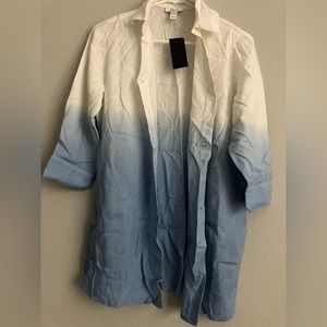 COPY - Denim & Co. Naturals Regular Linen Blend Side Button Tunic -Aqua (sz 1X)…